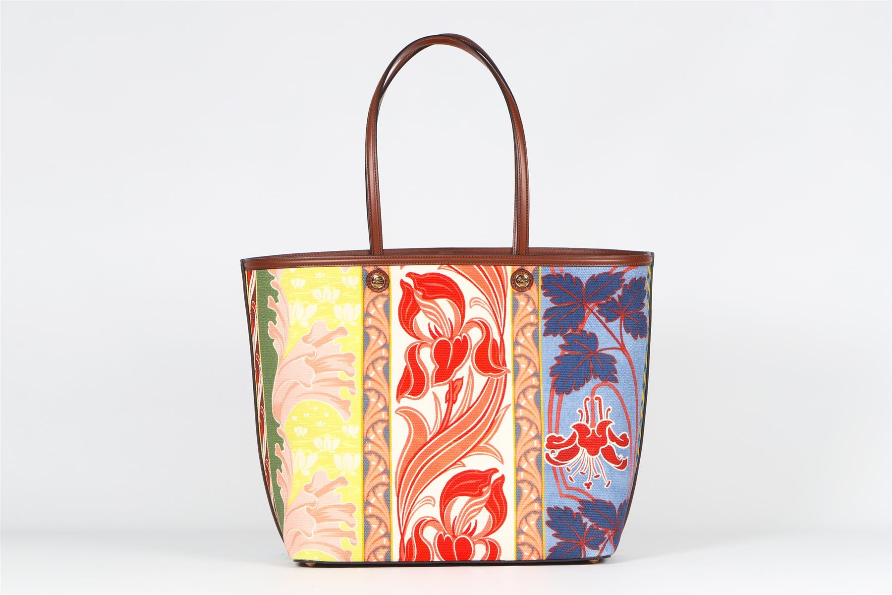 ETRO MULTICOLOURED COFFA LARGE CANVAS AND LEATHER TOTE BAG