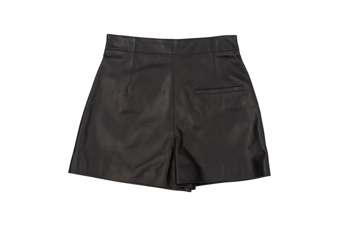 BLACK CD LEATHER MINI SKORT