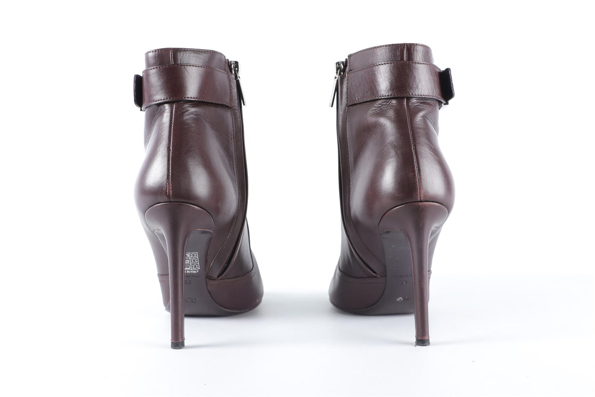 CHRISTIAN DIOR BROWN LEATHER ANKLE BOOTS EU 39 UK 6 US 9