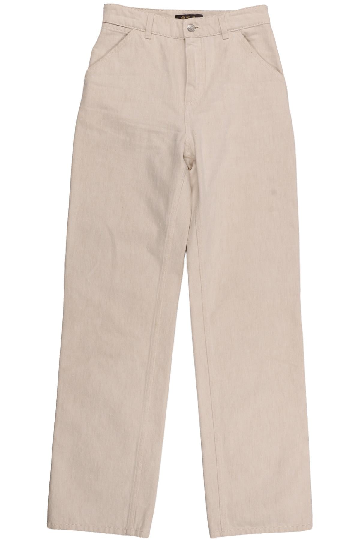 LORO PIANA ECRU HIGH RISE STRAIGHT LEG JEANS IT 40 UK 8