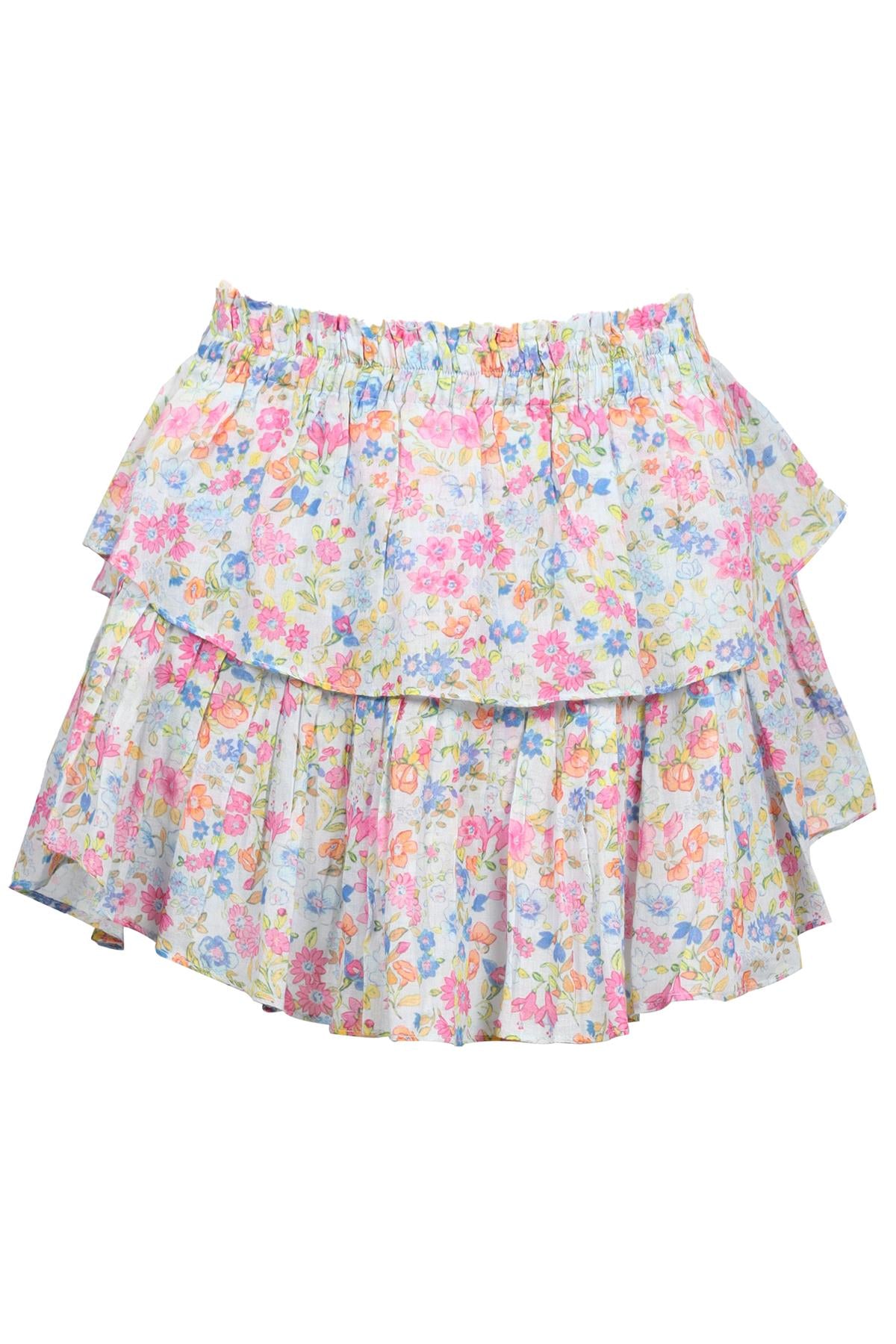 LOVESHACKFANCY BLUE COTTON MINI SKIRT XSMALL