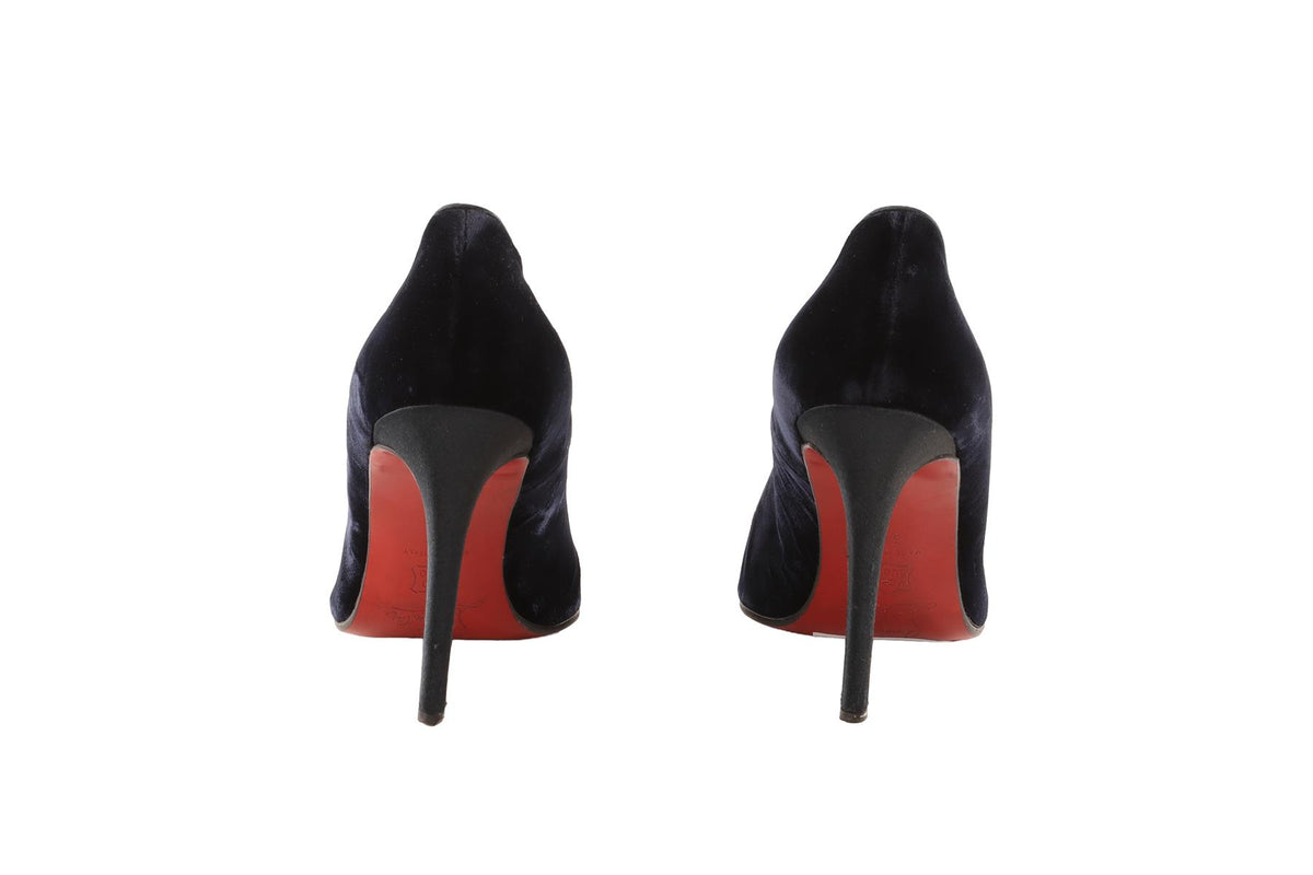 CHRISTIAN LOUBOUTIN NAVY VELVET PUMPS EU 38 UK 5 US 8