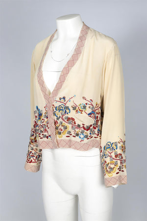 DRIES VAN NOTEN BIEGE SILK CARDIGAN IT 40 UK 8