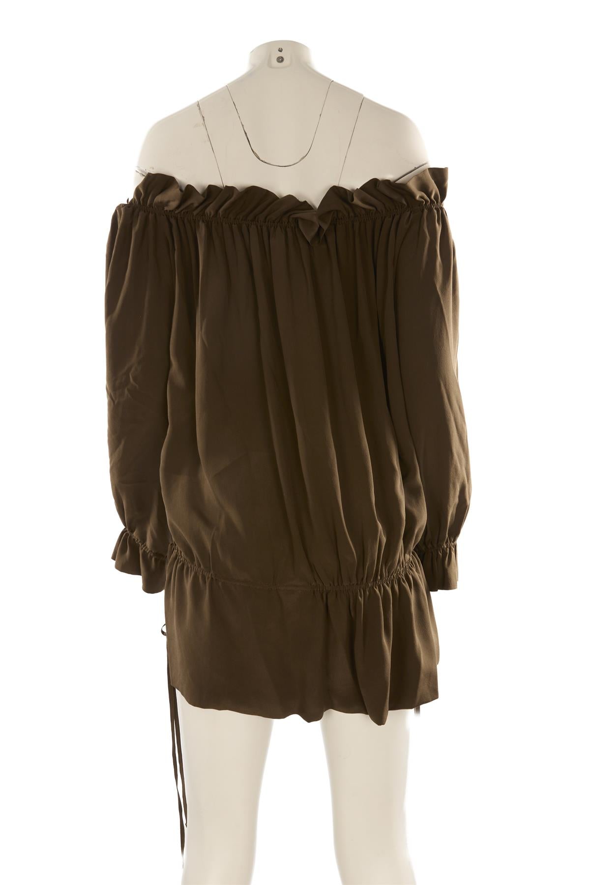 SAINT LAURENT GREEN SILK MINI DRESS FR 36 UK 8