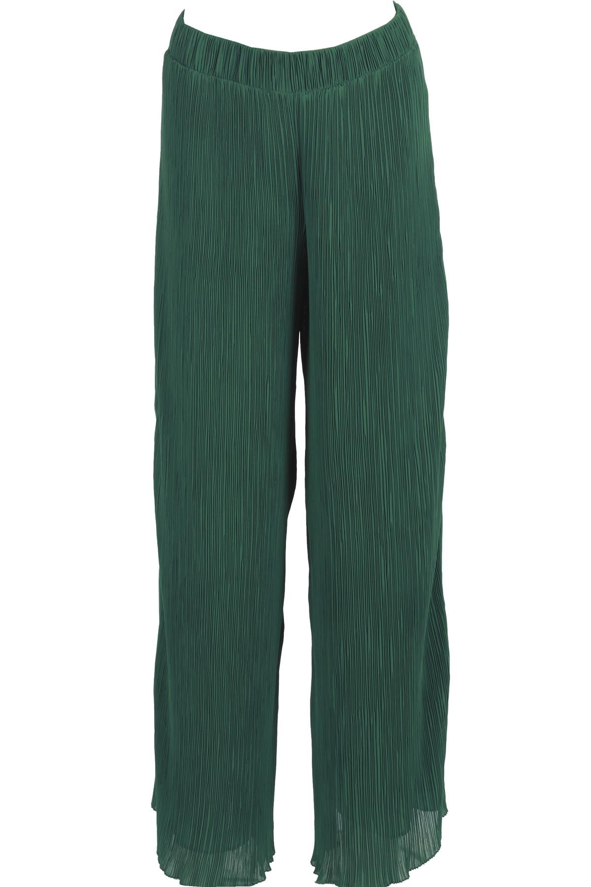 OFF-WHITE GREEN PLISSE WIDE LEG PANTS IT 40 UK 8