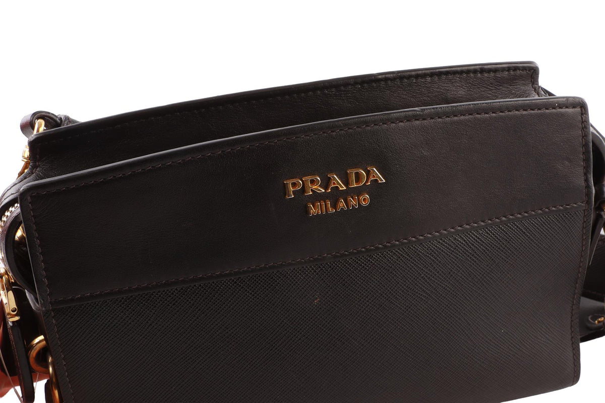 BLACK ESPLANADE SAFFIANO LEATHER SHOULDER BAG