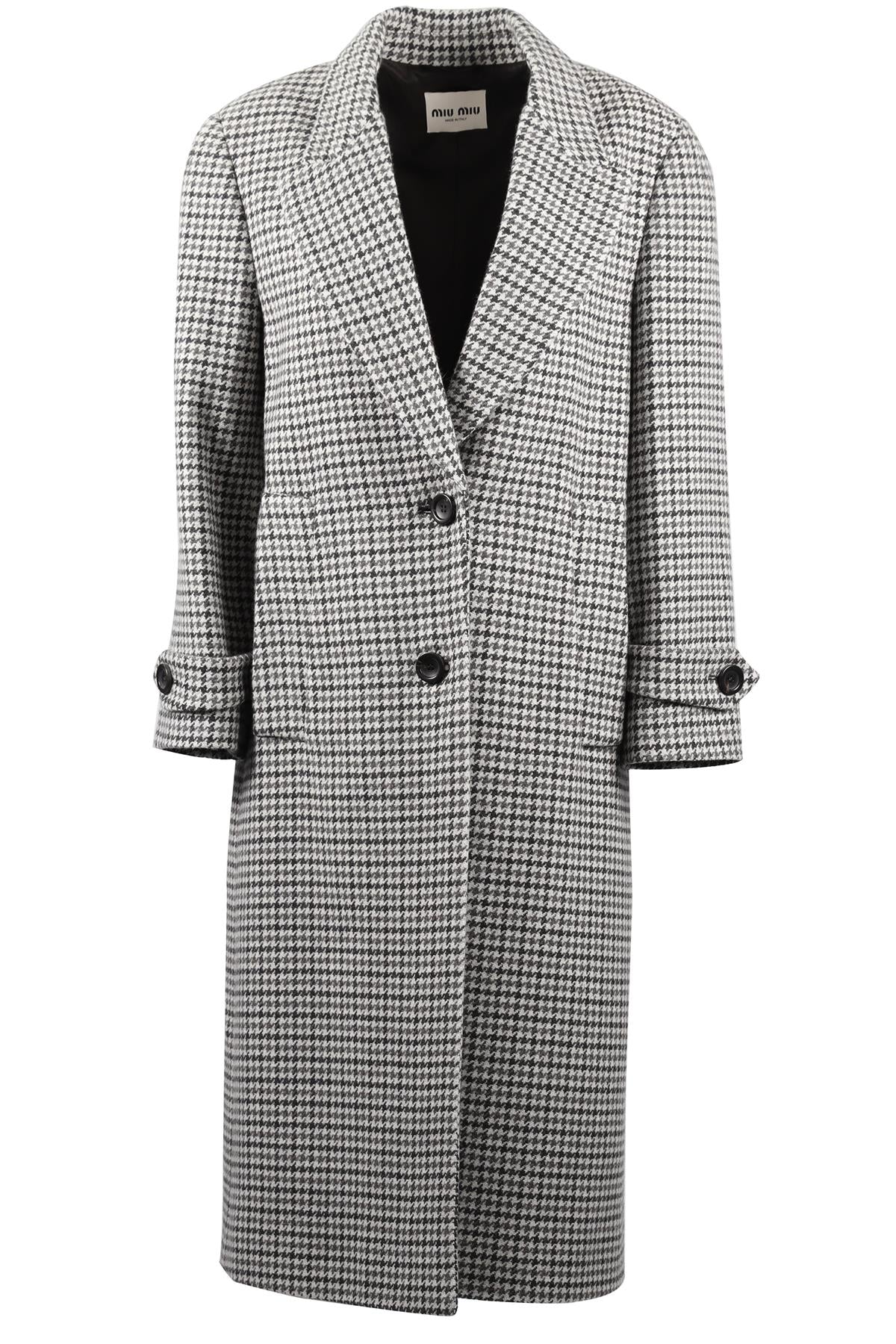 MIU MIU GREY HOUNDSTOOTH WOOL COAT IT 38 UK 6
