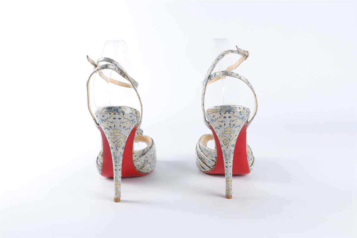 CHRISTIAN LOUBOUTIN BLUE JACQUARD SANDALS EU 40 UK 7 US 10