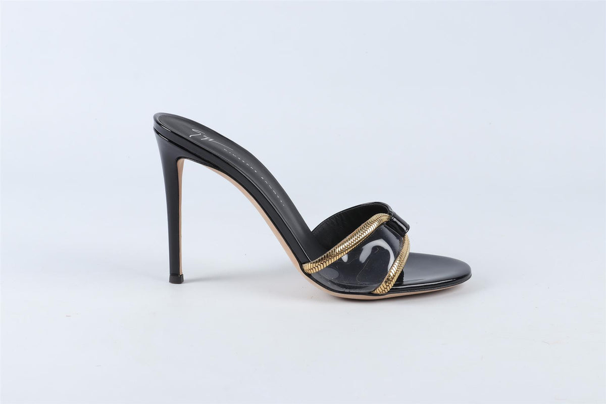 GIUSEPPE ZANOTTI BLACK LEATHER SANDALS EU 38 UK 5 US 8