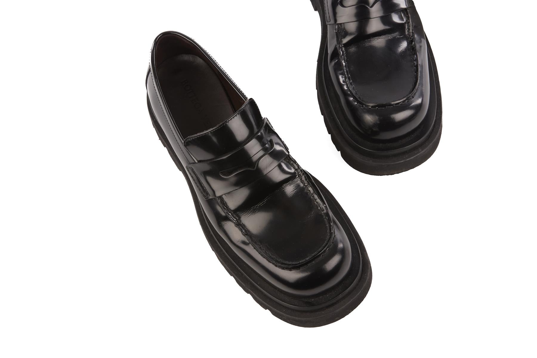 BOTTEGA VENETA BLACK PATENT LEATHER LOAFERS EU 39 UK 6 US 9