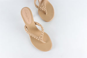 GIANVITO ROSSI NUDE LEATHER THONG SANDALS EU 39.5 UK 6.5 US 9.5