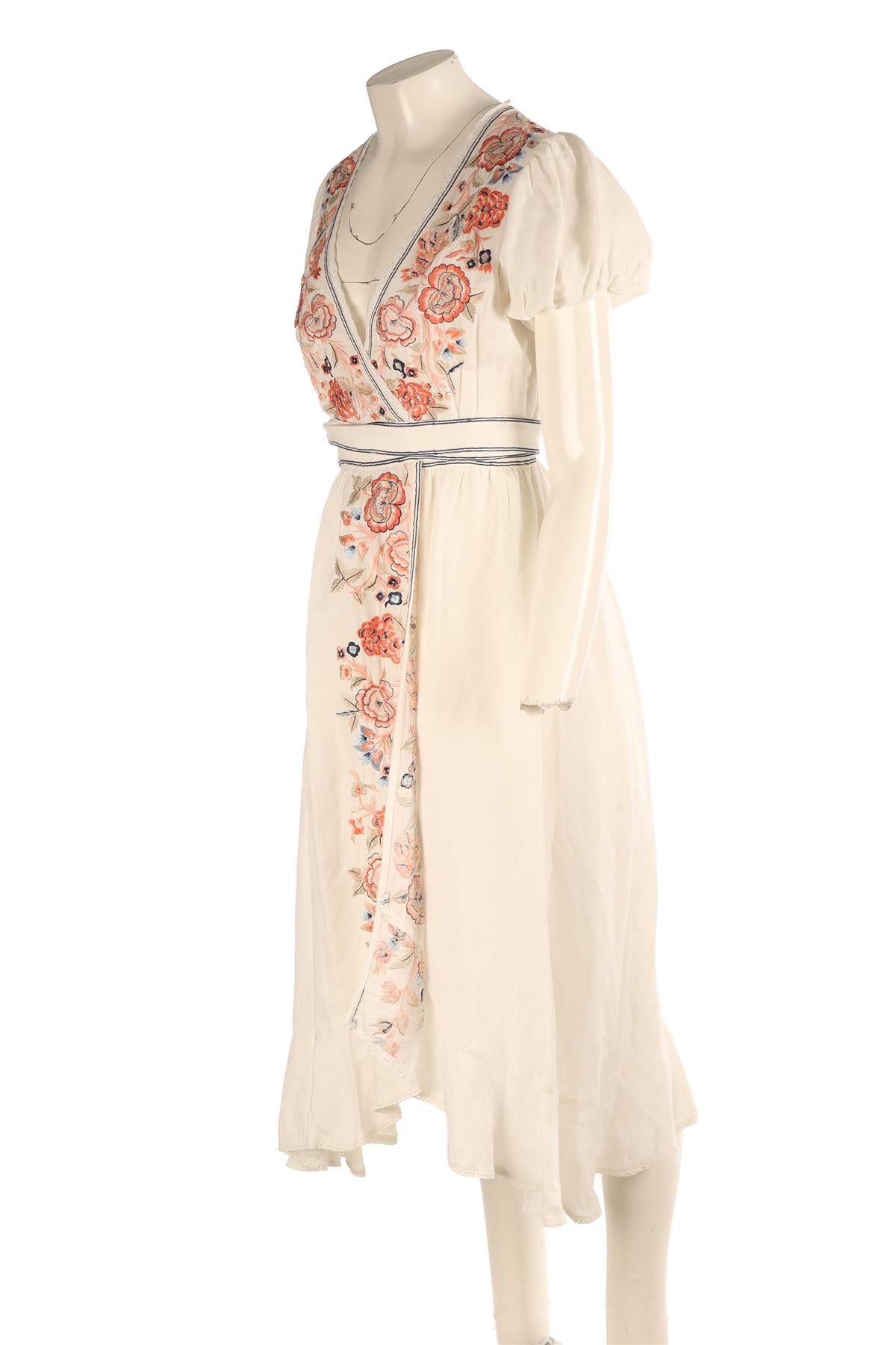 M.A.B.E WHITE COTTON MIDI DRESS XSMALL