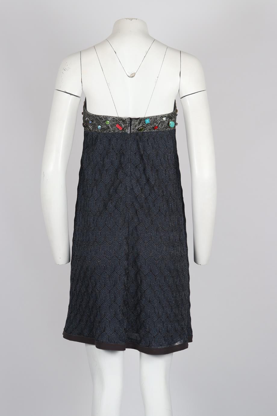 MISSONI STRAPLESS EMBELLISHED CROCHET MINI DRESS IT 44 UK 12