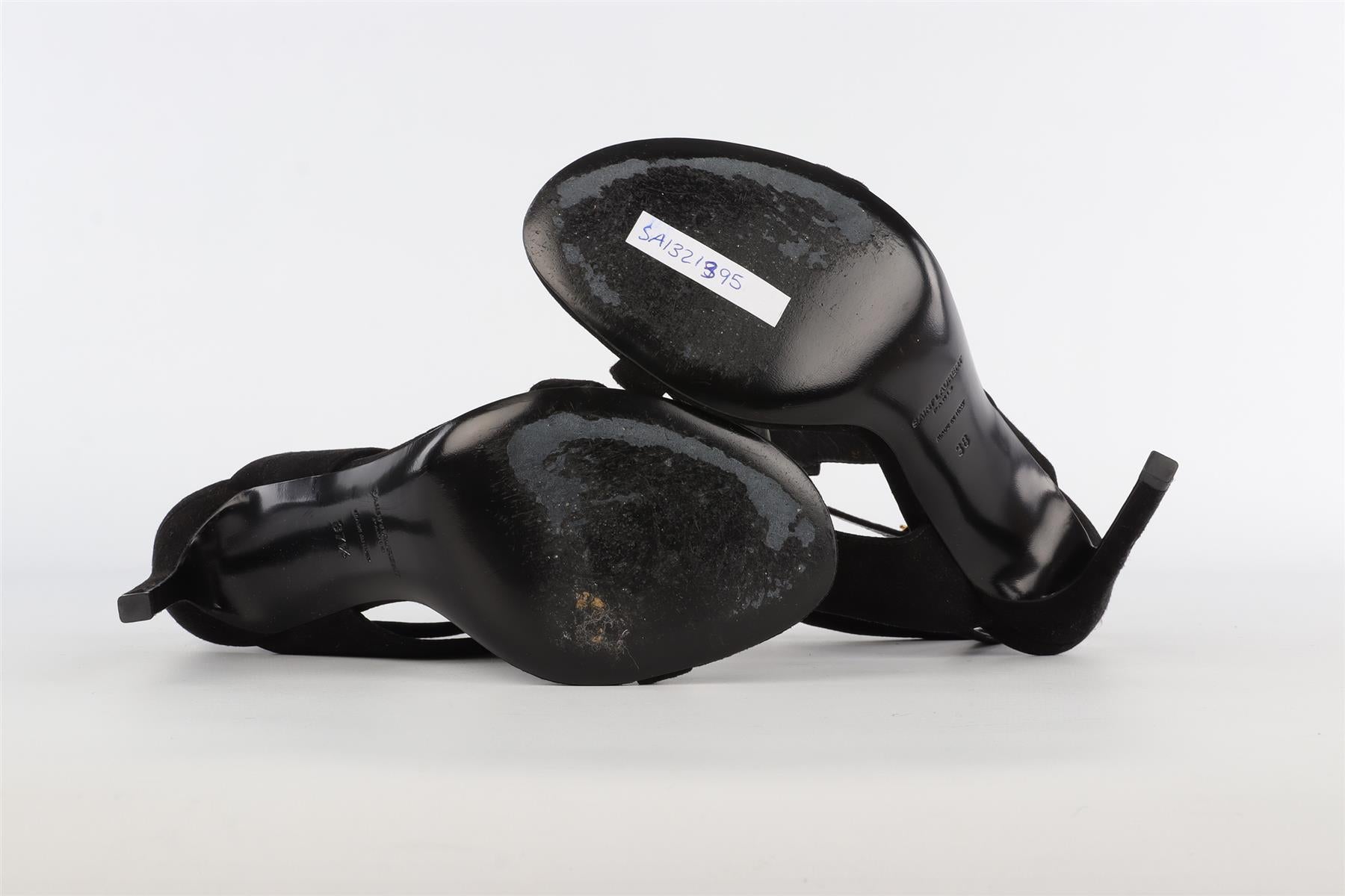 SAINT LAURENT BLACK SUEDE SANDALS EU 37.5 UK 4.5 US 7.5