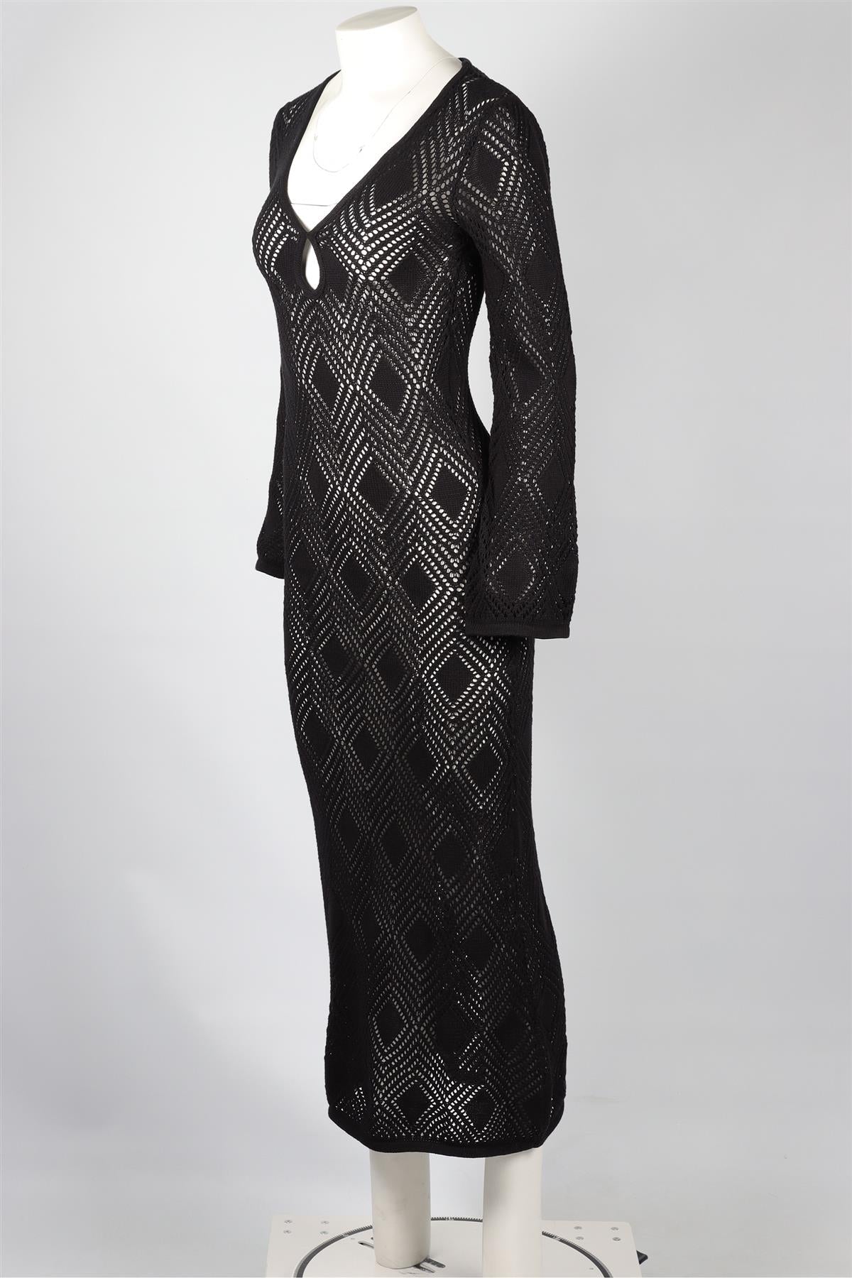 FAITHFULL THE BRAND BLACK KNIT MAXI DRESS US 4 UK 8