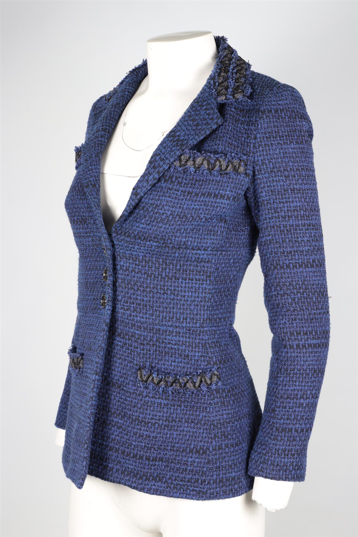 CHANEL BLUE 2009 TWEED JACKET FR 34 UK 6