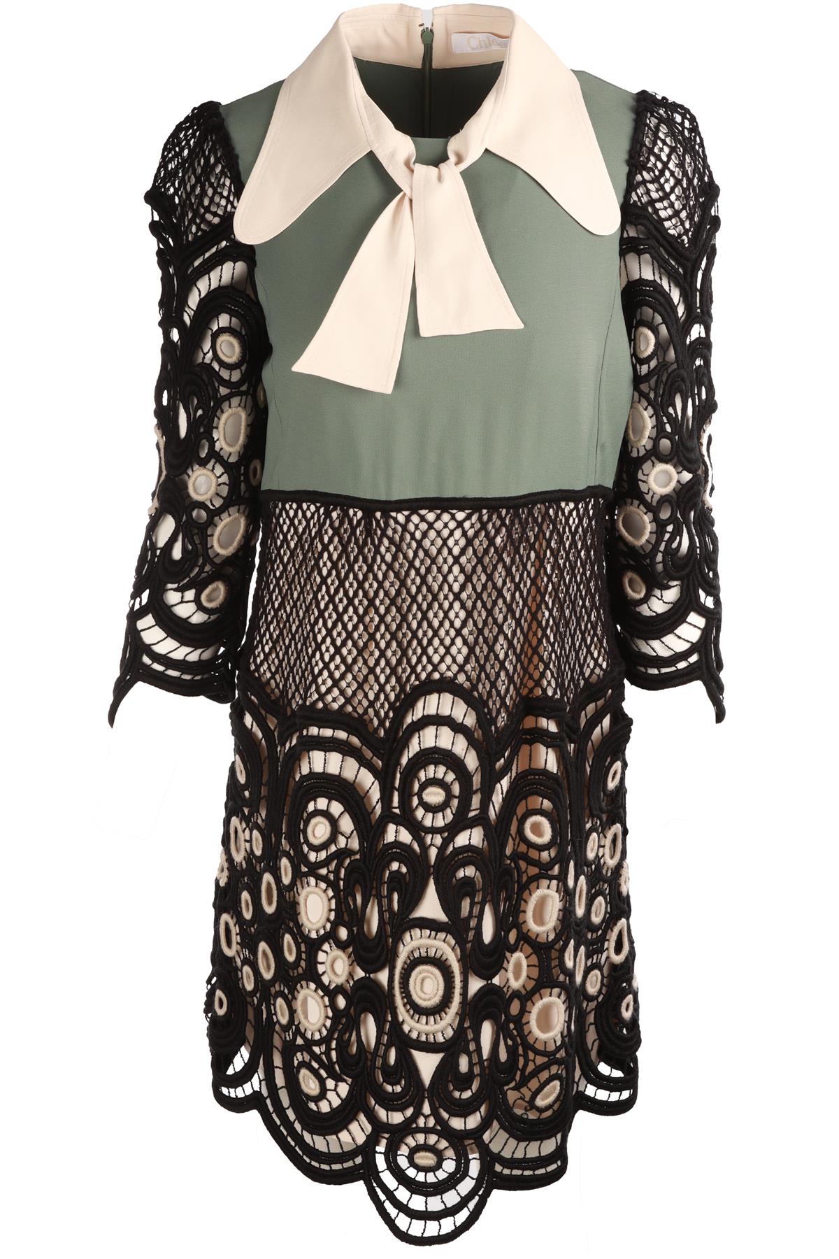 CHLOÉ BLACK CROCHET MINI DRESS FR 38 UK 10