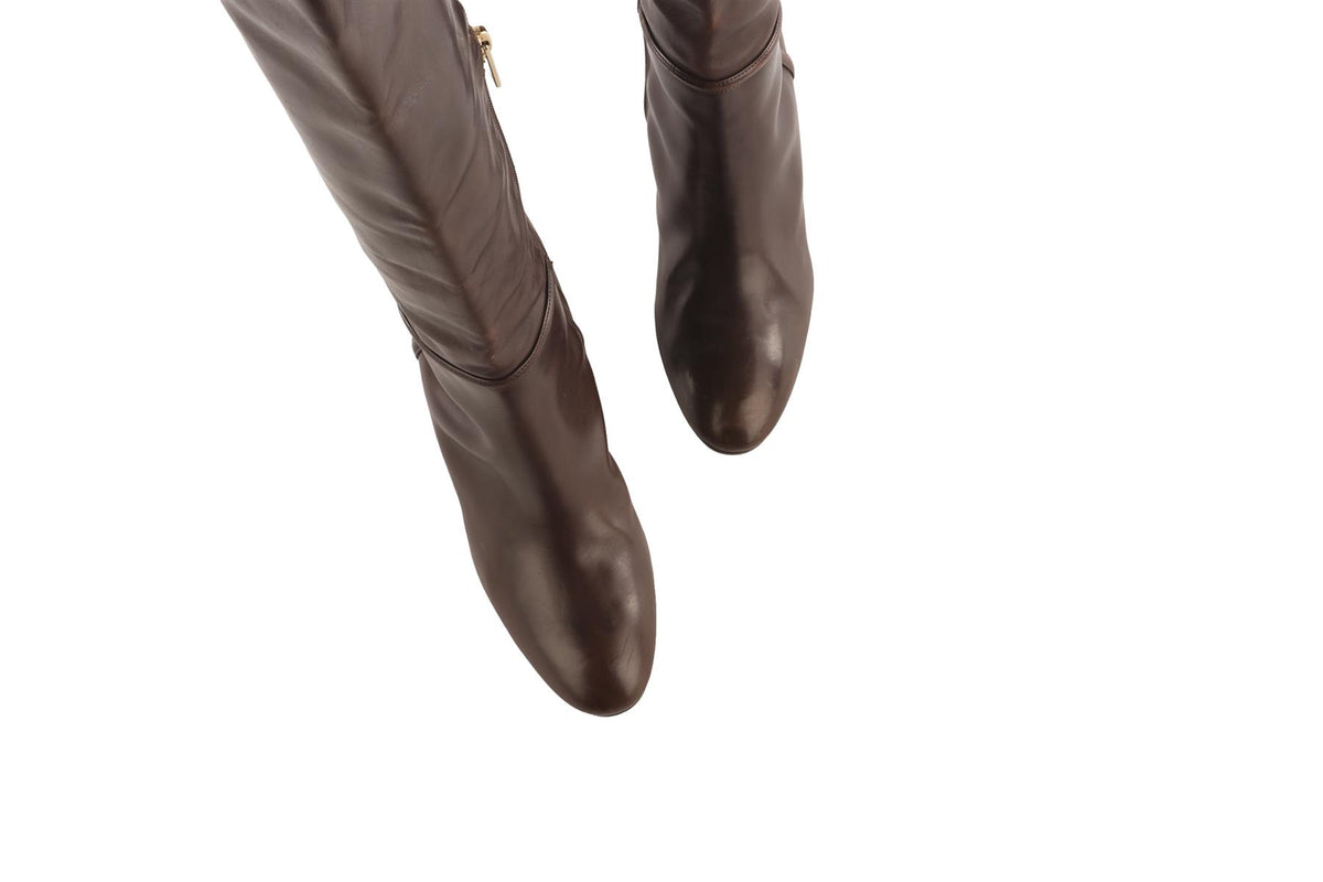 FRATELLI ROSSETTI BROWN LEATHER KNEE HIGH BOOTS EU 40 UK 7 US 10