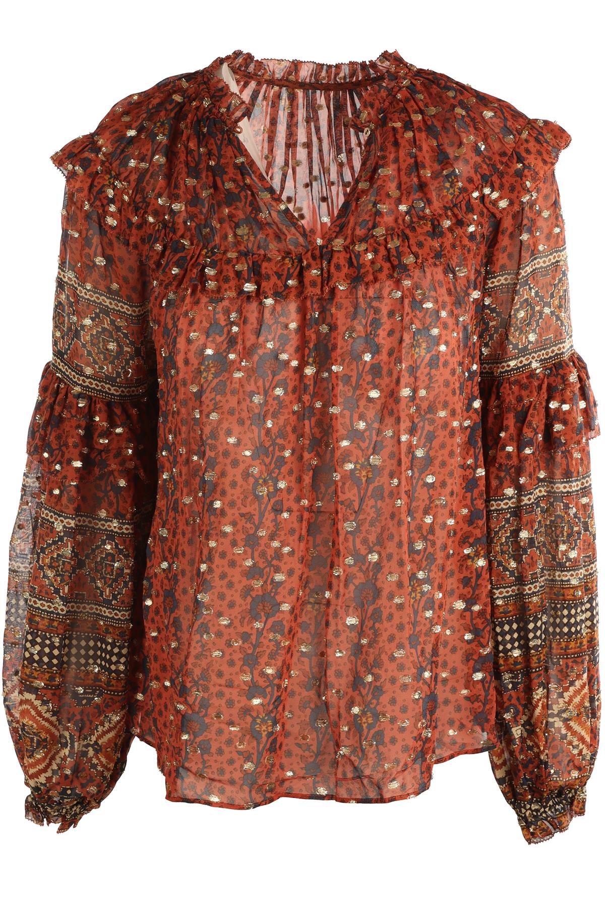 ULLA JOHNSON BROWN SILK TOP US 0 UK 4