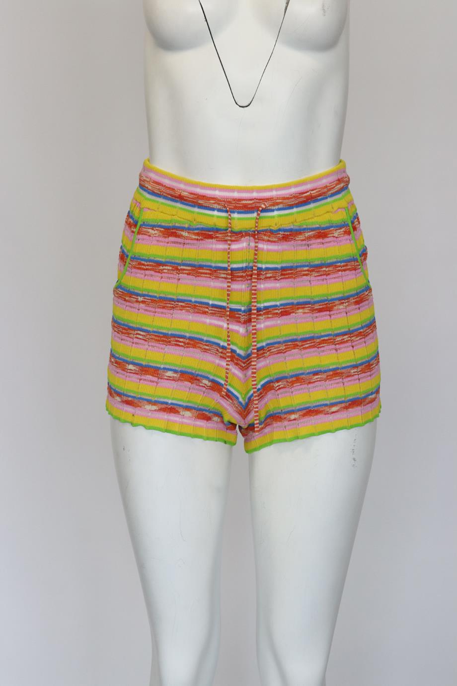 SOLID AND STRIPED STRIPED KNIT SHORTS XSMALL
