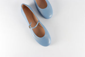 GIANVITO ROSSI BLUE LEATHER BALLET FLATS EU 38 UK 5 US 8