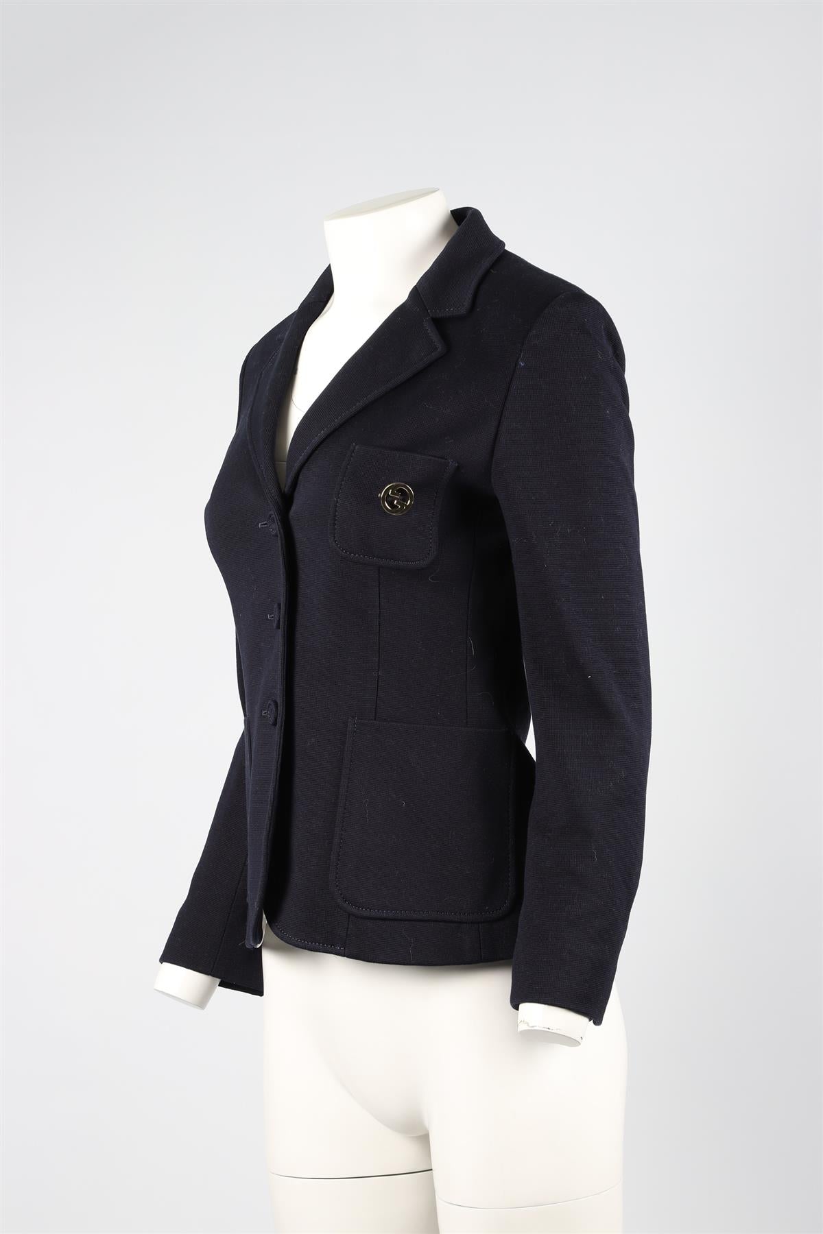 GUCCI NAVY GG COTTON BLAZER IT 40 UK 8