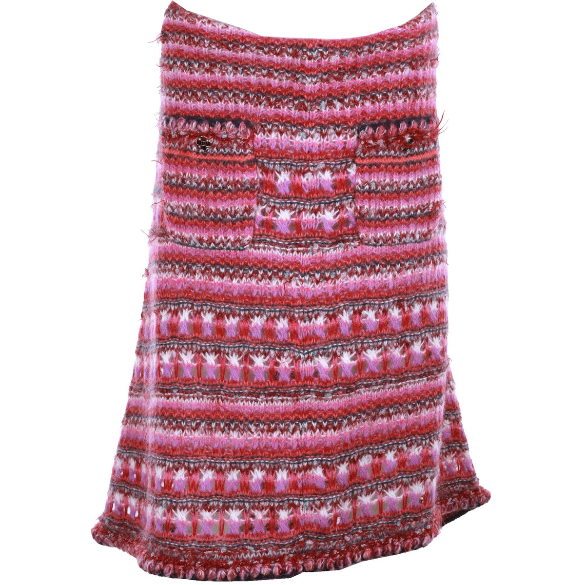 CHANEL PINK 2022 WOOL MIDI SKIRT FR 38 UK 10