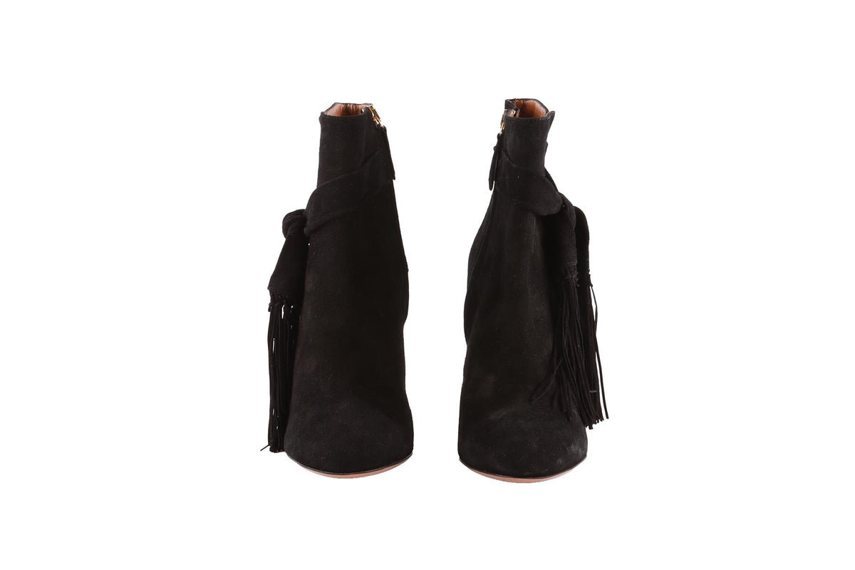 AQUAZZURA BLACK SUEDE ANKLE BOOTS EU 37.5 UK 4.5 US 7.5