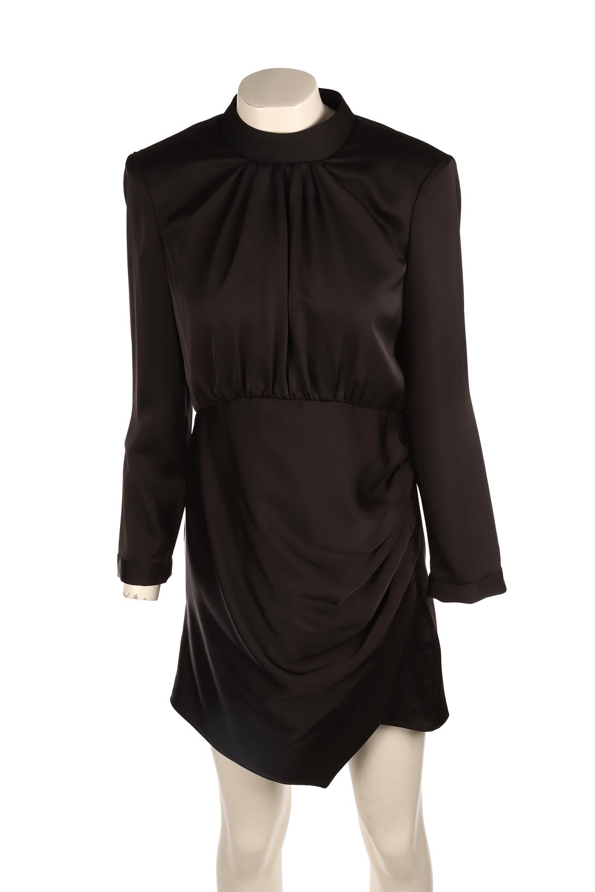 SELF PORTRAIT BLACK SATIN MINI DRESS UK 14