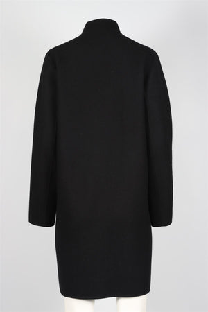 VINCE BLACK CALF HAIR AND WOOL BLEND COAT MEDIUM