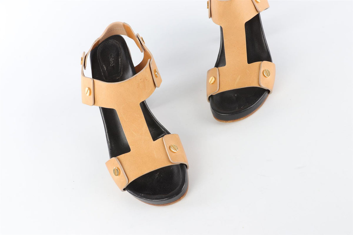 CHLOÉ BEIGE LEATHER SANDALS EU 38 UK 5