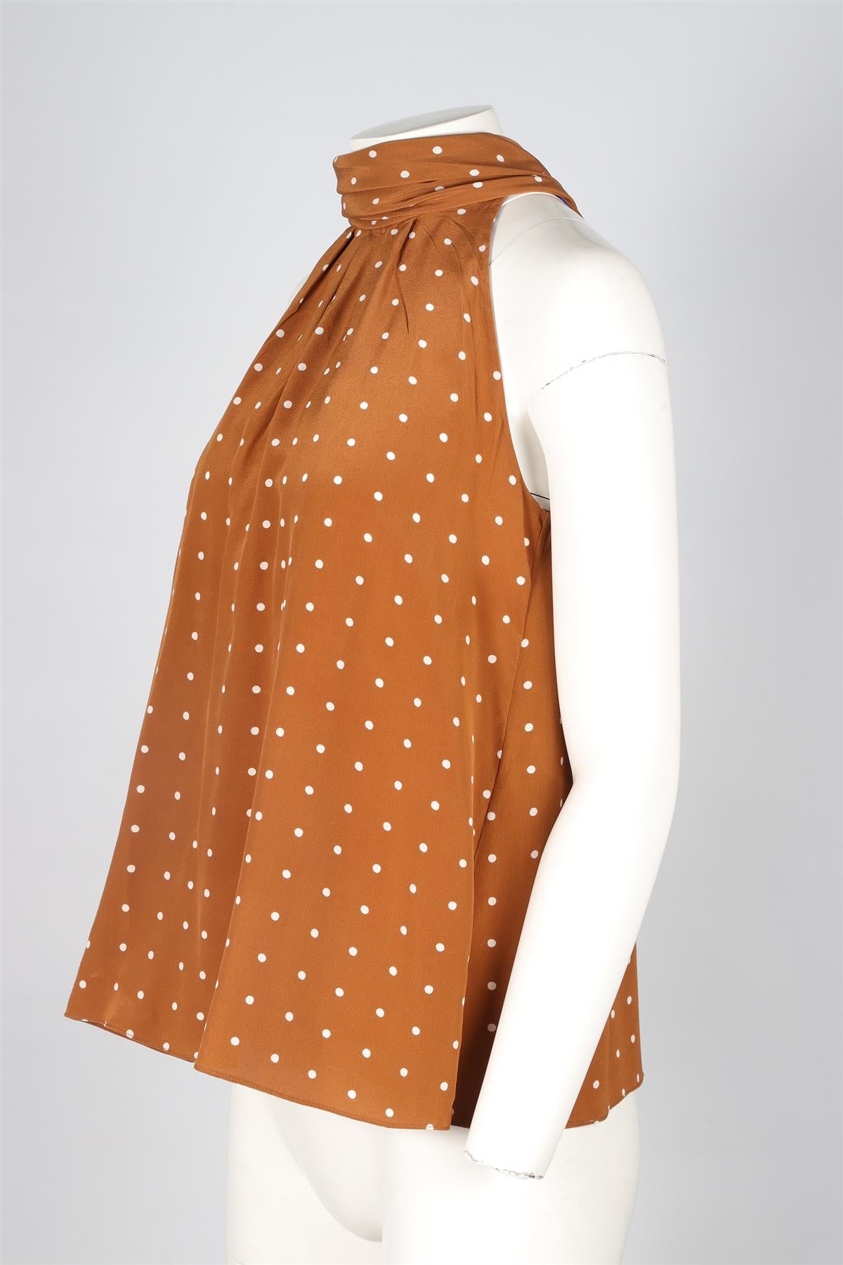 DIANE VON FURSTENBERG BROWN SILK TOP XSMALL