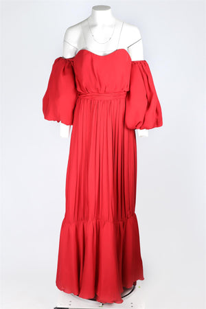 JOHANNA ORTIZ RED SILK MAXI DRESS UK 6
