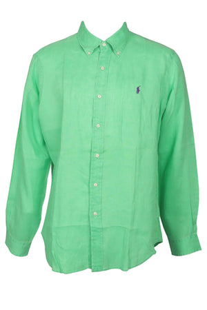 RALPH LAUREN GREEN MEN'S LINEN SHIRT LARGE