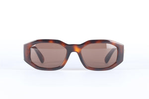 VERSACE BROWN HEXAGON FRAME ACETATE SUNGLASSES