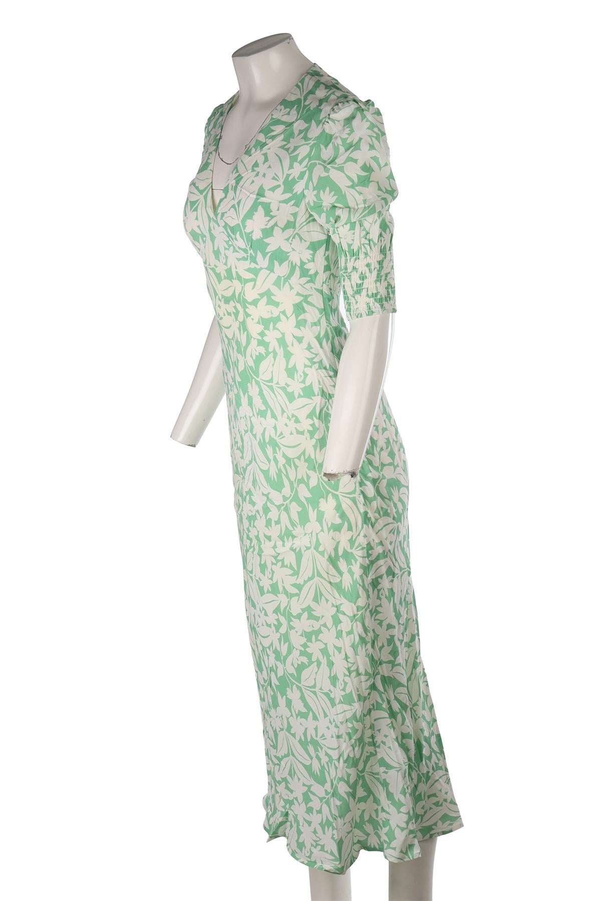 RIXO GREEN CREPE MAXI DRESS XXSMALL