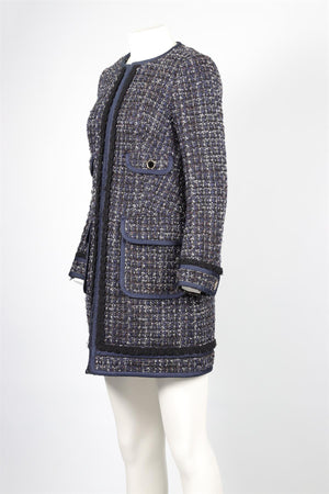 TORY BURCH BLUE TWEED COAT US 6 UK 10