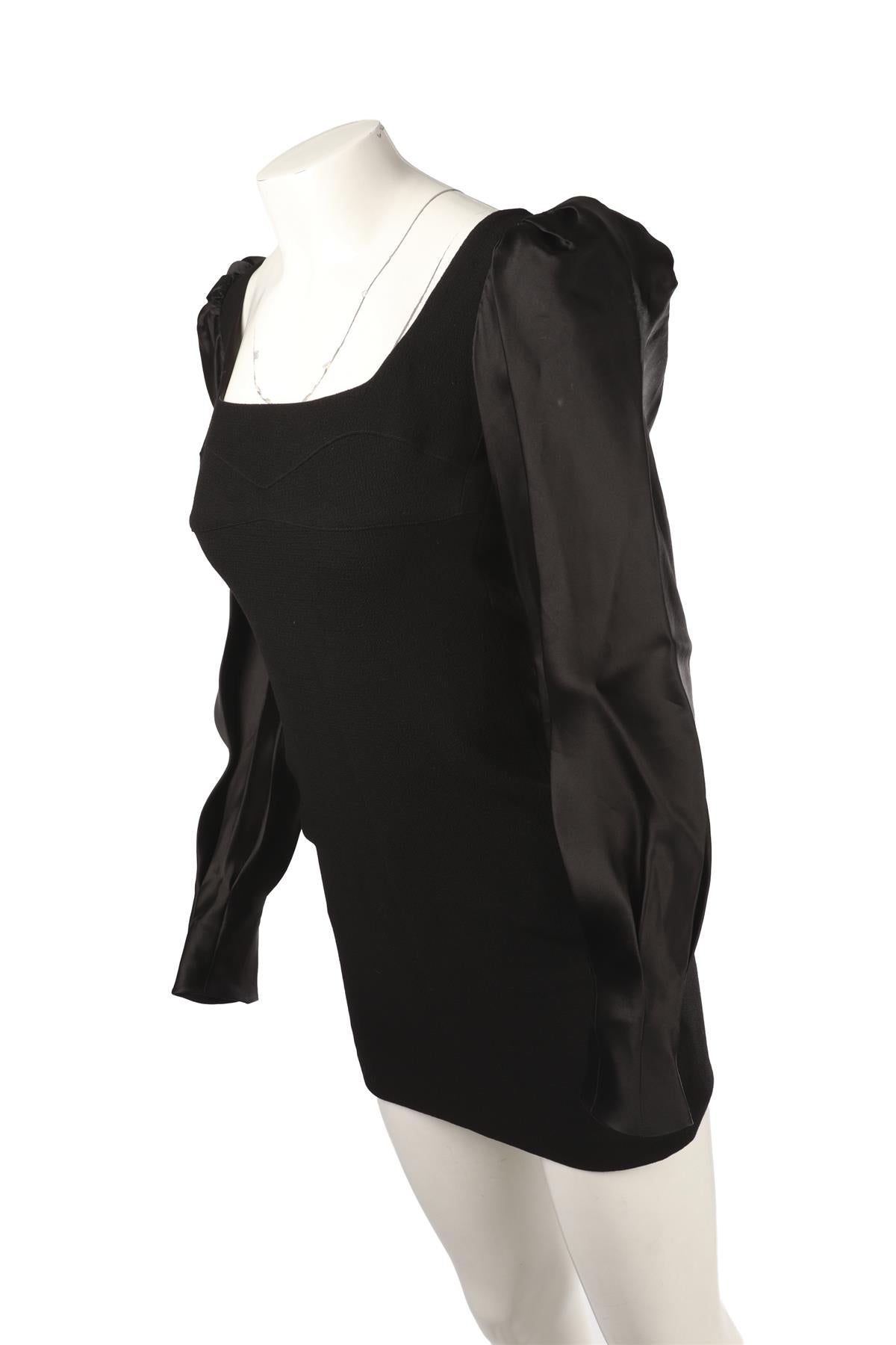 BLACK WOOL MINI DRESS