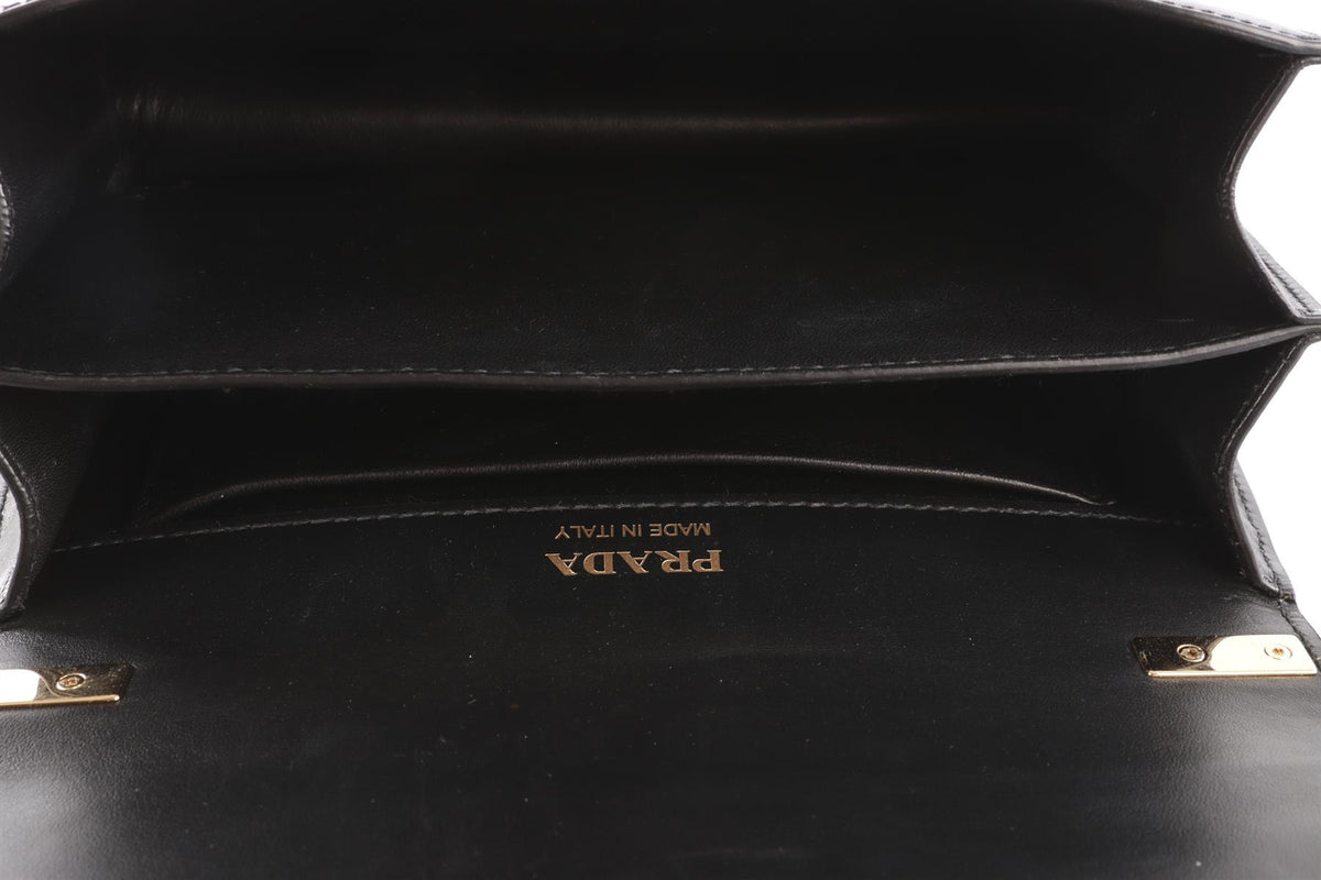 PRADA BLACK SIDONIE LEATHER SHOULDER BAG