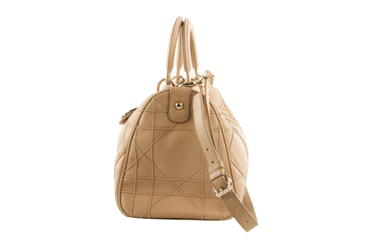 CHRISTIAN DIOR BEIGE GRANVILLE CANNAGE LEATHER TOTE BAG