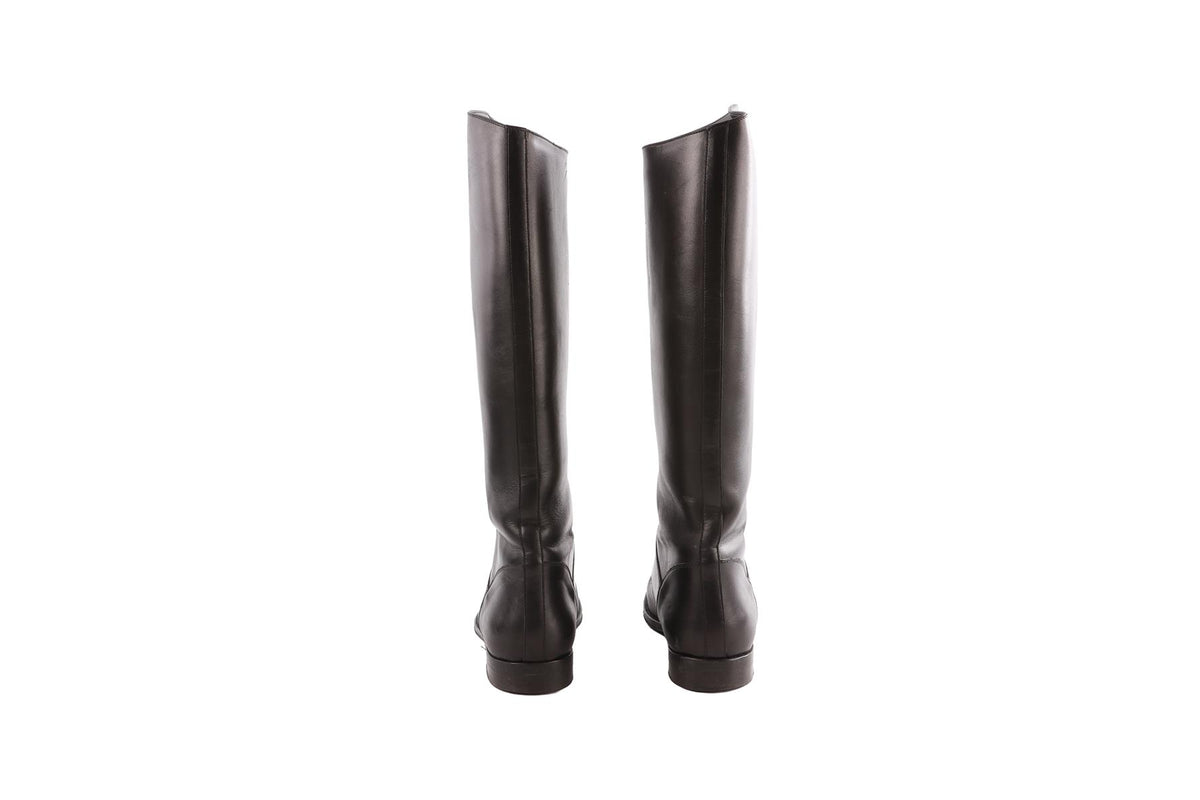 BLACK LEATHER KNEE HIGH BOOTS
