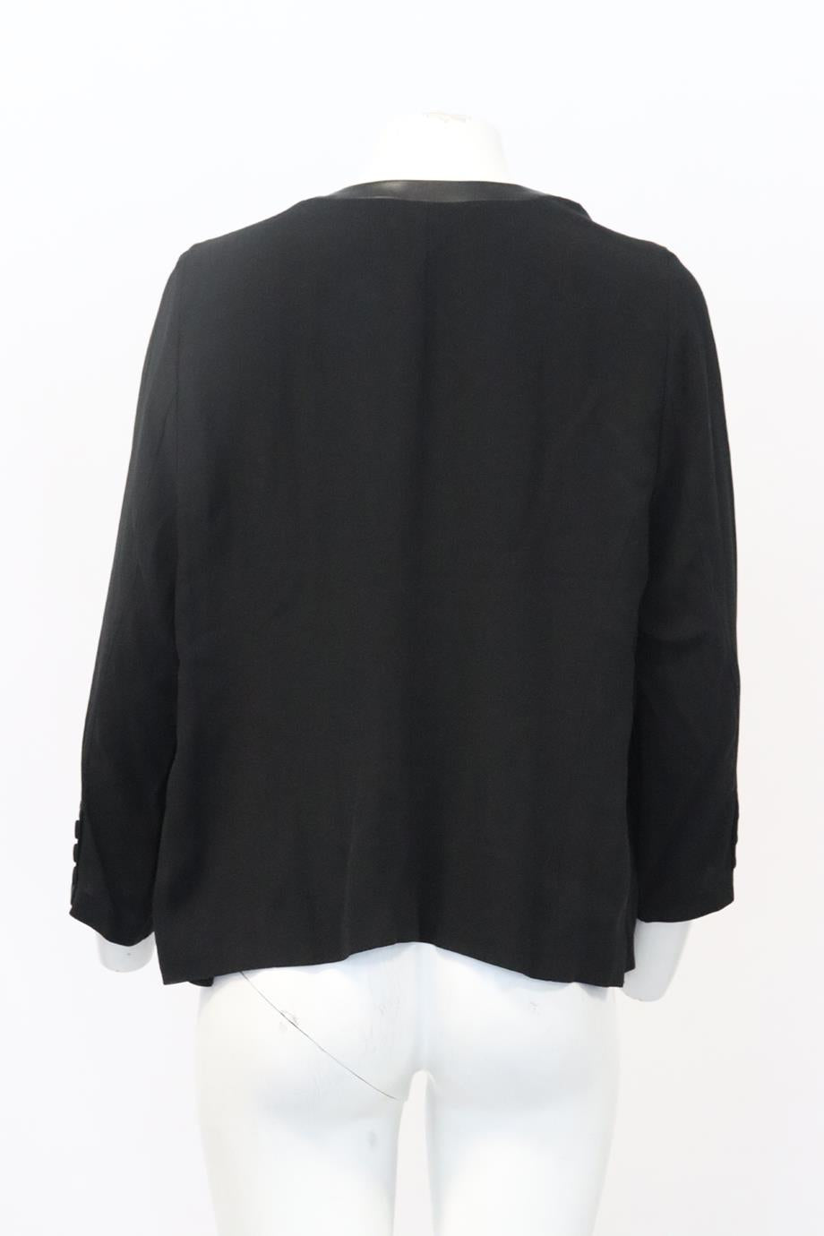 EILEEN FISHER LEATHER AND SILK CARDIGAN LARGE