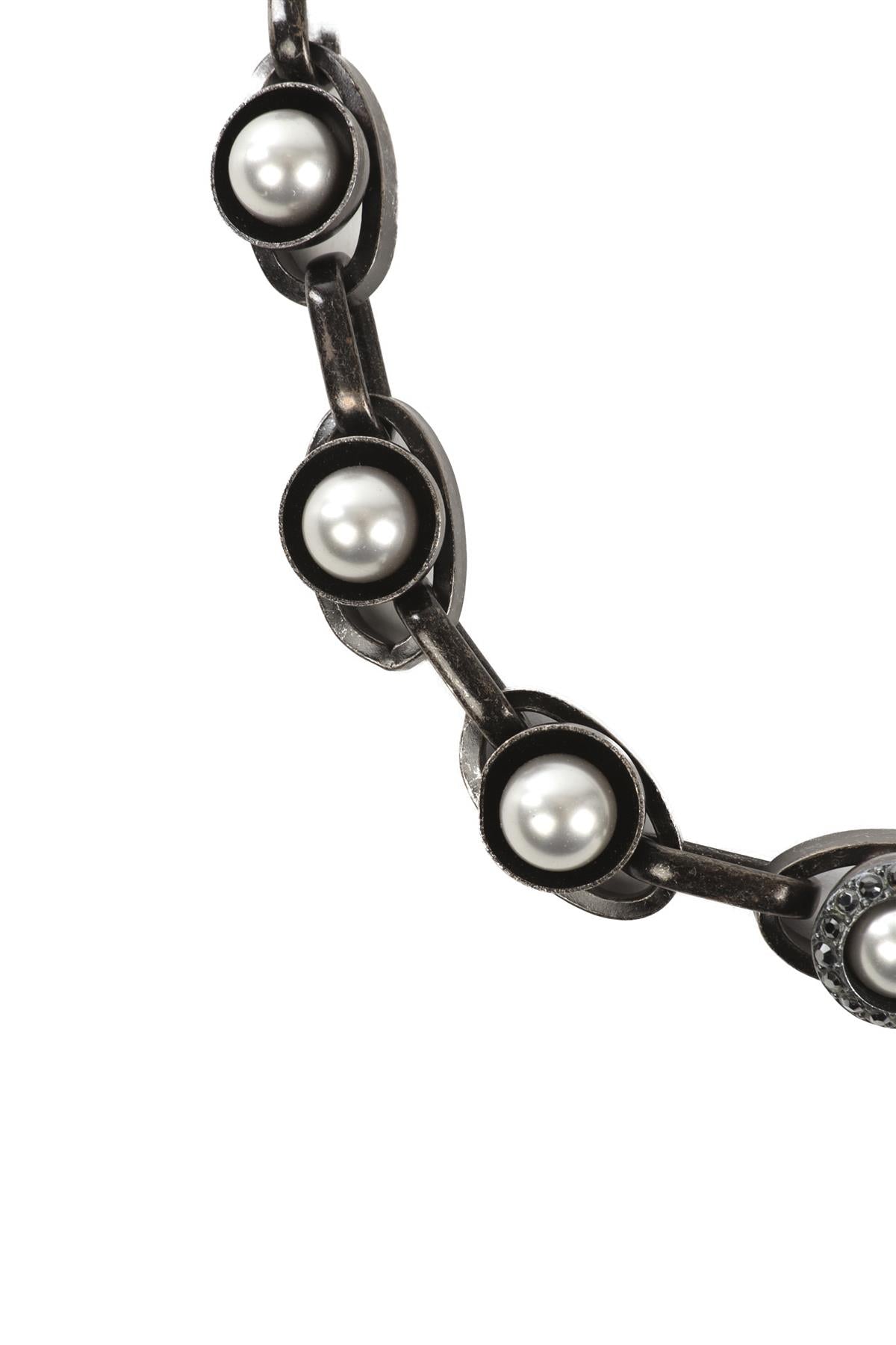 LANVIN GREY CRYSTAL AND CHAIN NECKLACE