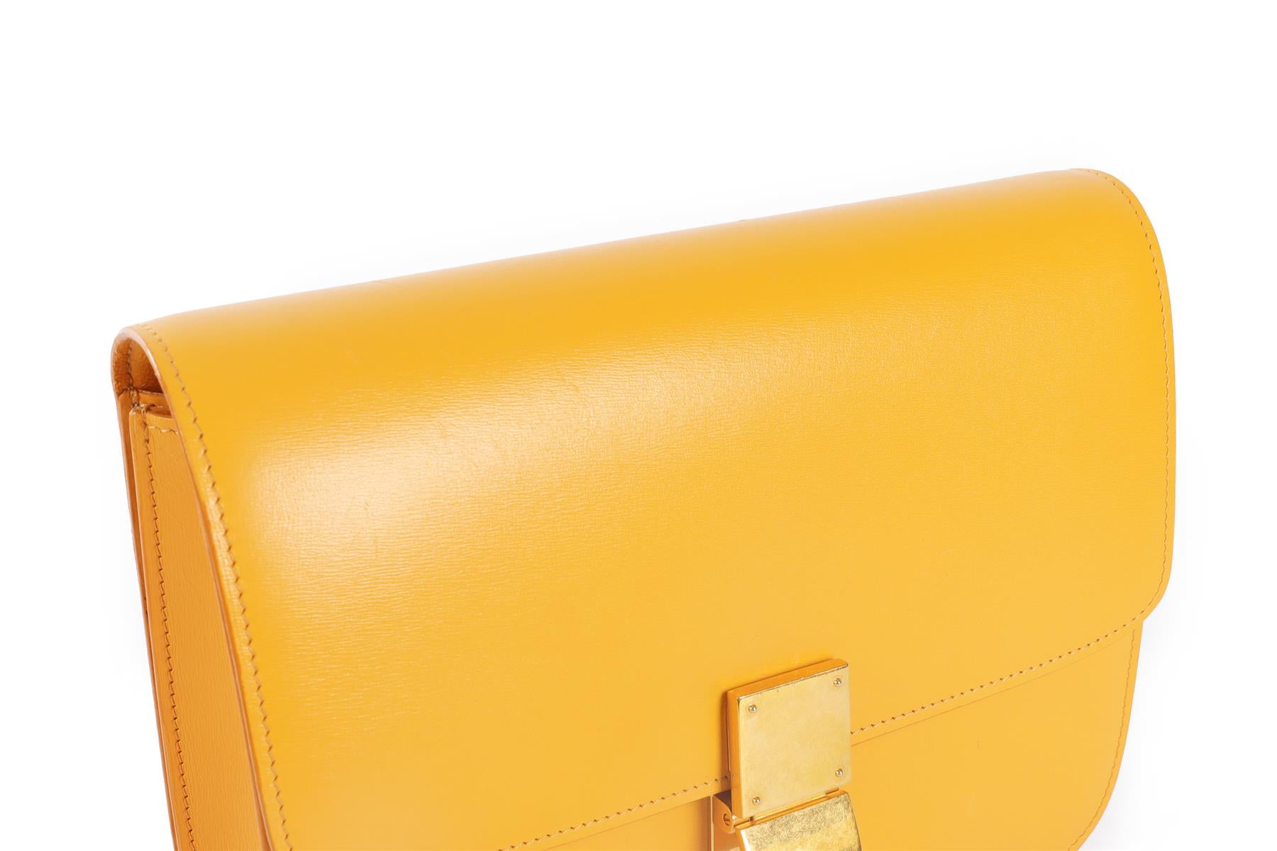 CELINE ORANGE CLASSIC BOX LEATHER SHOULDER BAG