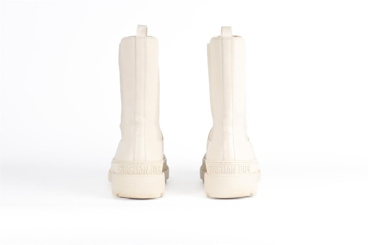 CHRISTIAN DIOR ECRU TRIAL LEATHER ANKLE BOOTS EU 41, UK 8, US 11