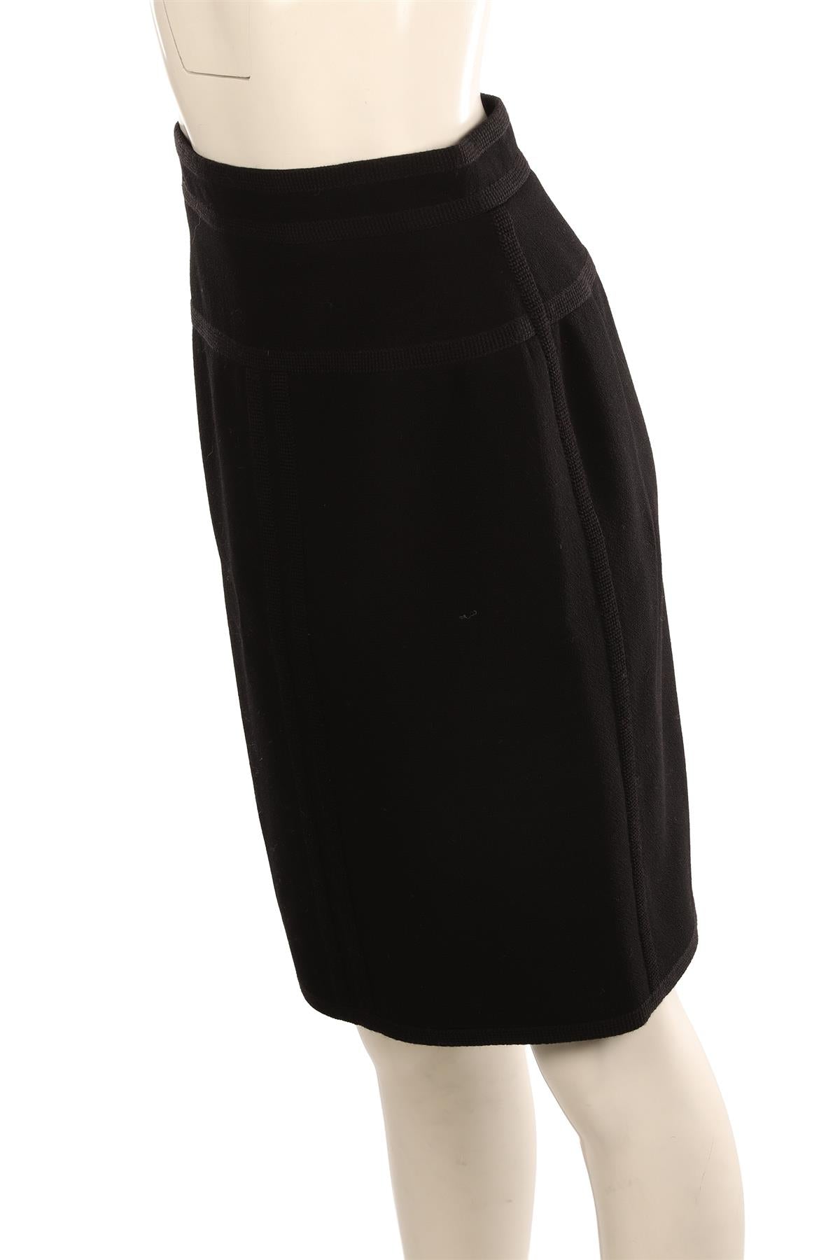 CHANEL BLACK 1991 WOOL MINI SKIRT FR 40 UK 12