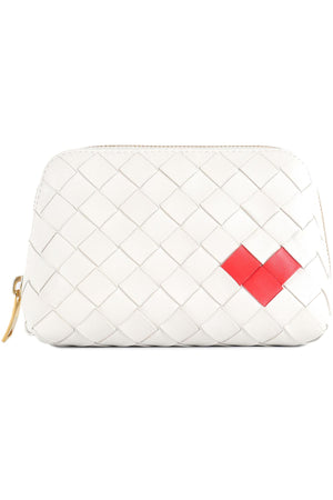 BOTTEGA VENETA WHITE INTRECCIATO LEATHER POUCH