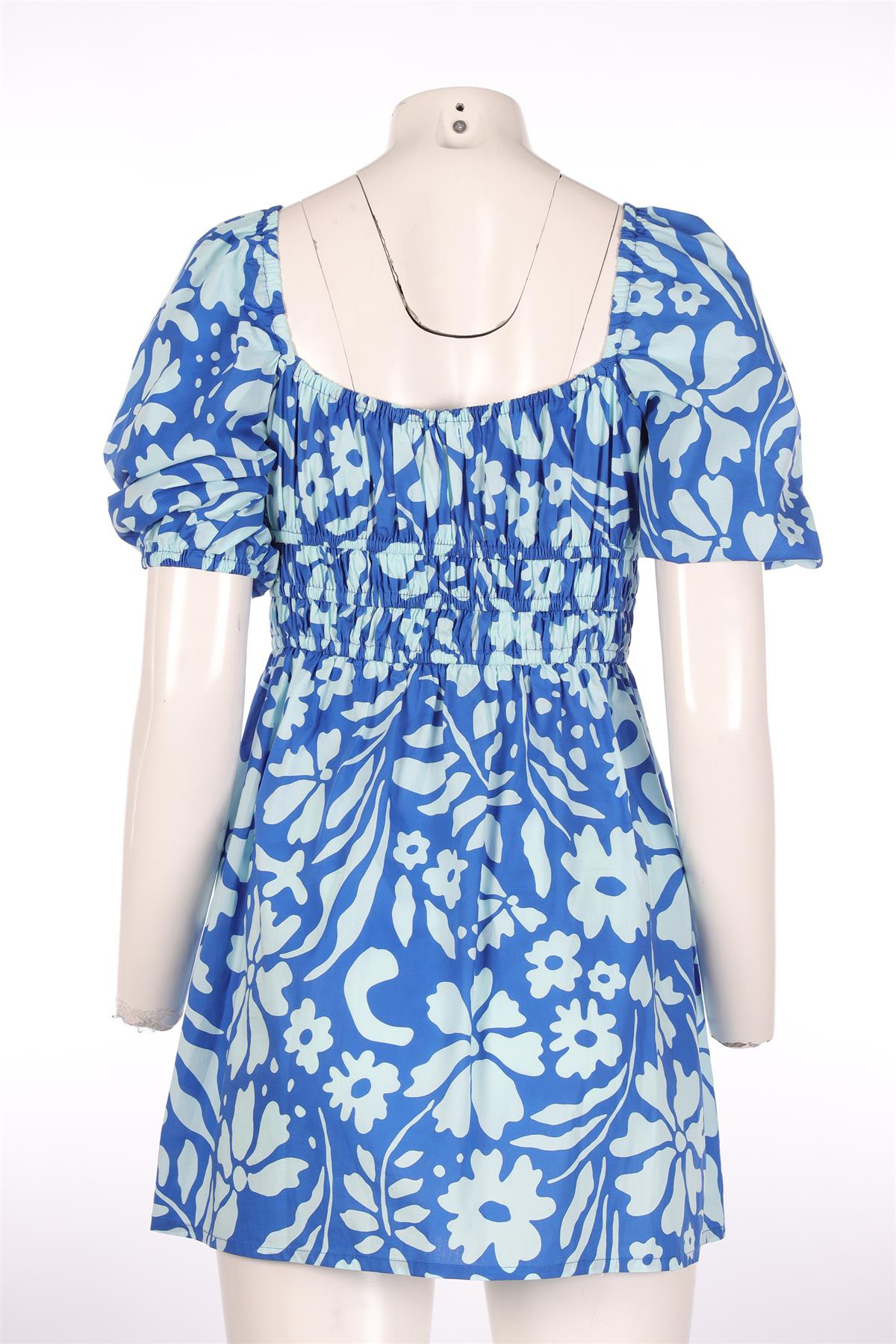 FAITHFUL THE BRAND BLUE COTTON MINI DRESS MEDIUM
