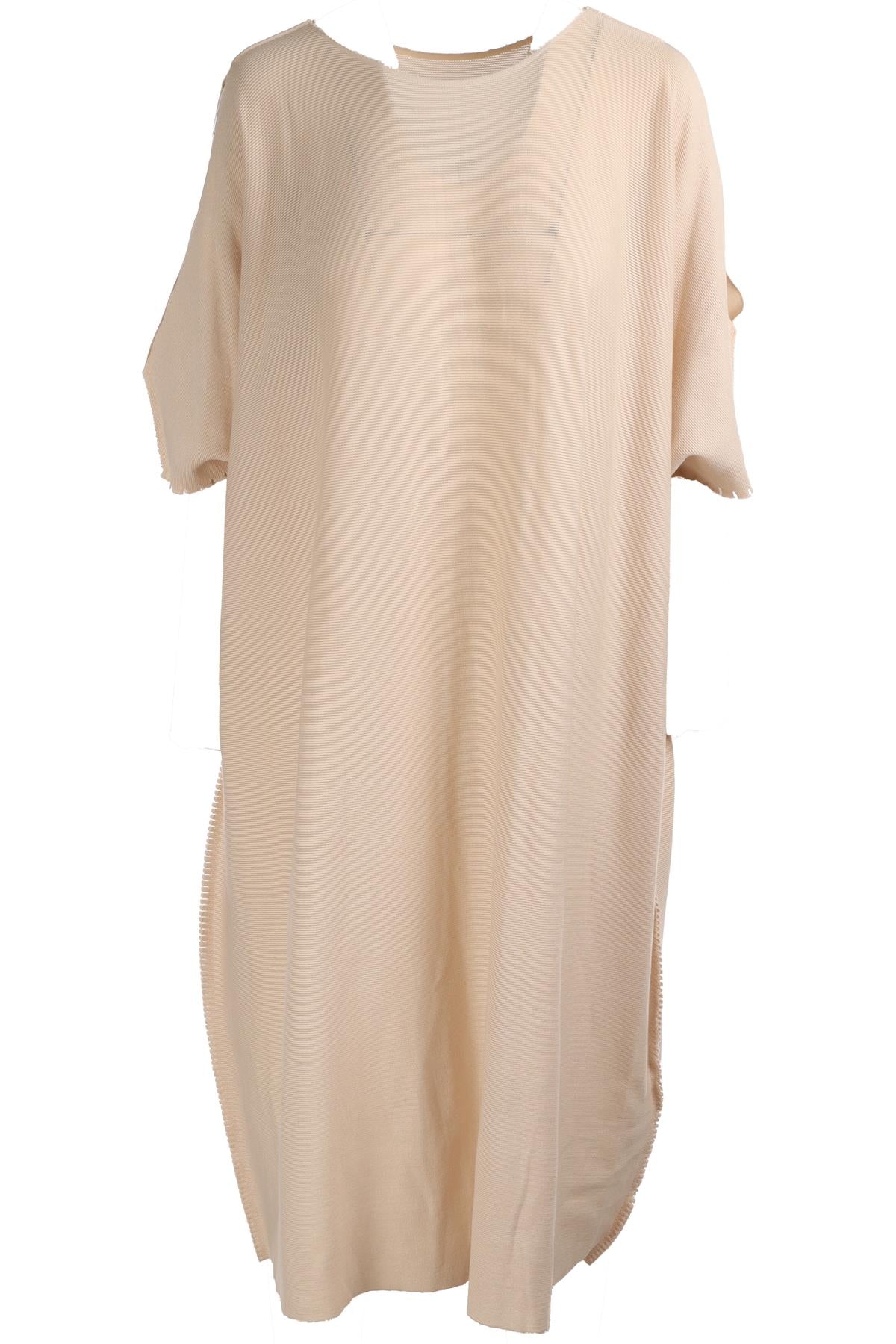 ISSEY MIYAKE BEIGE COTTON MIDI DRESS JP 2 UK 8