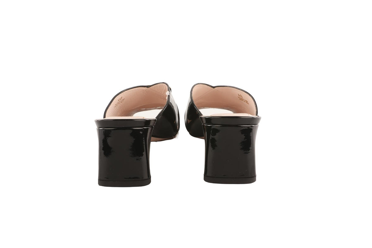 ROGER VIVIER BLACK PATENT LEATHER MULES EU 40 UK 7 US 10